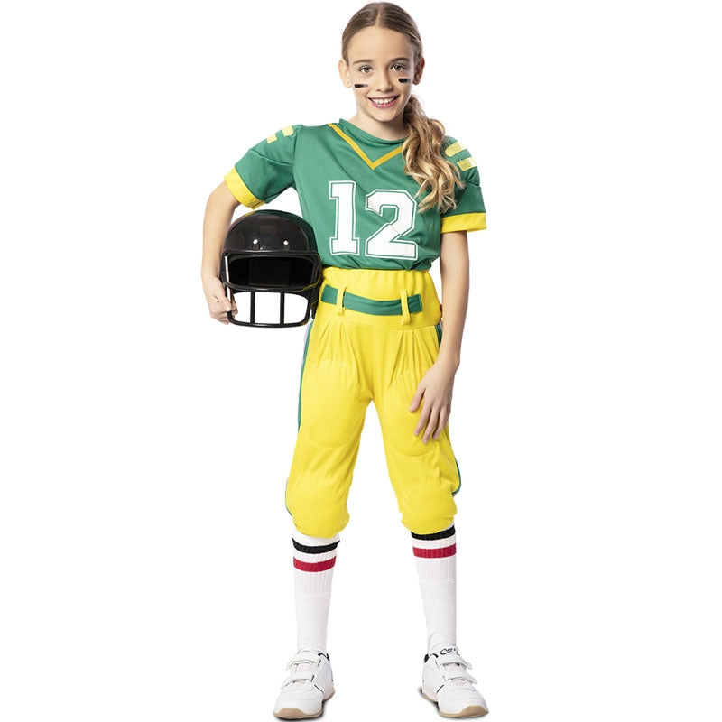 Disfraz de Jugadora Fútbol americano verde para niña