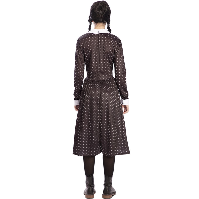 Disfraz de Miércoles Addams tétrica para mujer Espalda