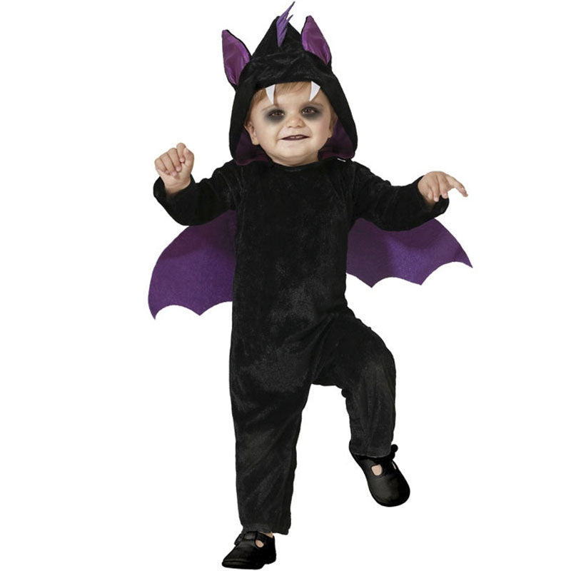 ACEHCEAR Costume d'Halloween pour bébé chauve-souris - Grenouillère à capuche en polaire avec grandes oreilles - Unisexe - 9 à 12 mois
