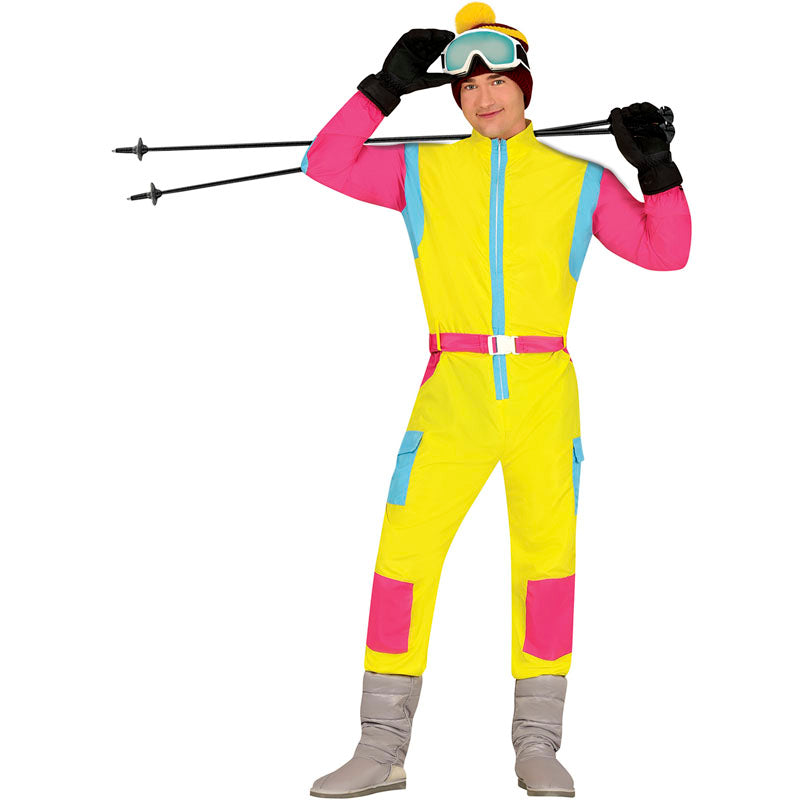 Disfraz de Esquiador retro de color amarillo para hombre