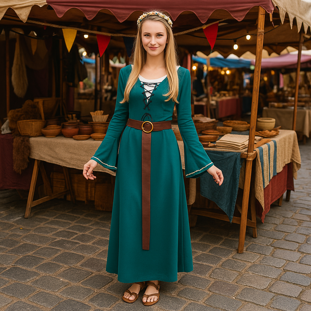 Déguisement Demoiselle Médiévale Verte pour femme