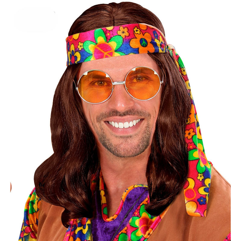 Peluca Hippie castaña con banda