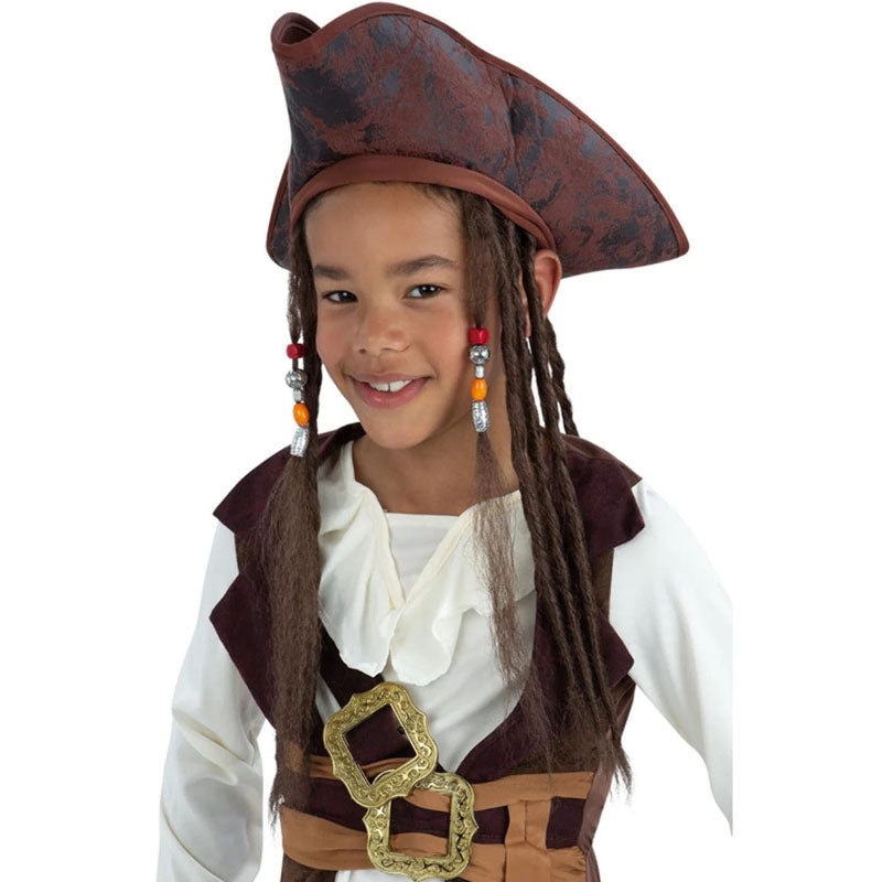 Sombrero con peluca Pirata Jack Sparrow infantil