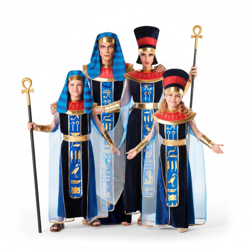 Groupe Égyptiens en velours bleu