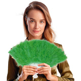 Abanico plumas verde oscuro