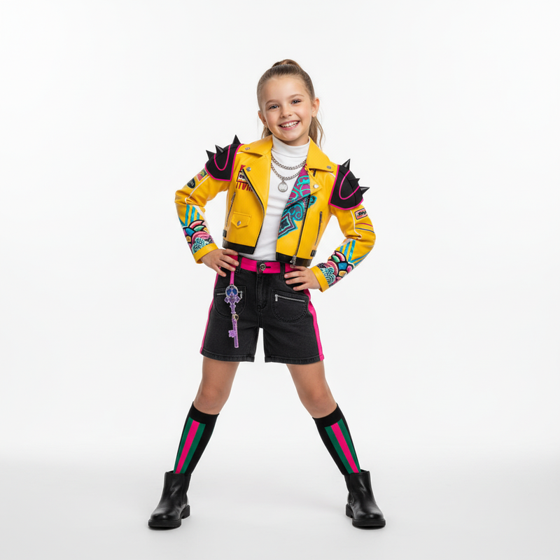 Costume Kpop Demon Rumi Zoey Pour Cosplay – Ensemble Scène Veste Jaune/orange Et Short, Tailles 110-170 Cm - 5