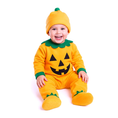 Costume Citrouille Bébé Halloween - Barboteuse + Chapeau Pour Fille Garçon 0-24 Mois