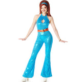 Disfraz de Disco azul años 70 para mujer Bis