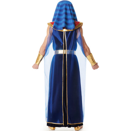 Disfraz de Egipcio terciopelo azul para hombre Espalda