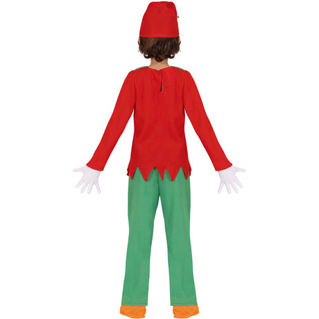 Disfraz de Elfo verde y rojo para niño espalda