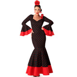 Déguisement Flamenca noire à pois rouges femme