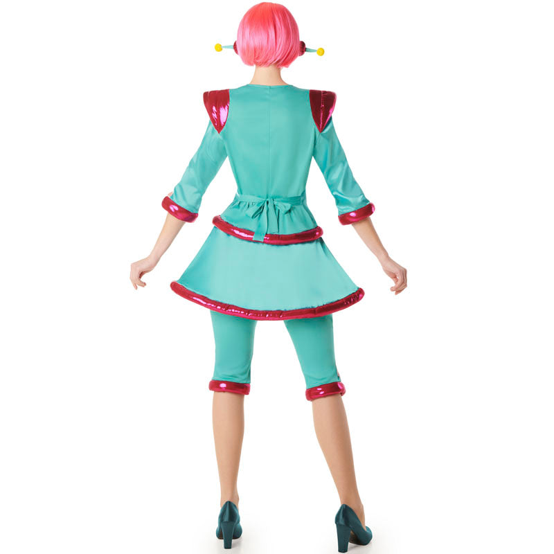 Disfraz de Marciana verde turquesa para mujer Espalda
