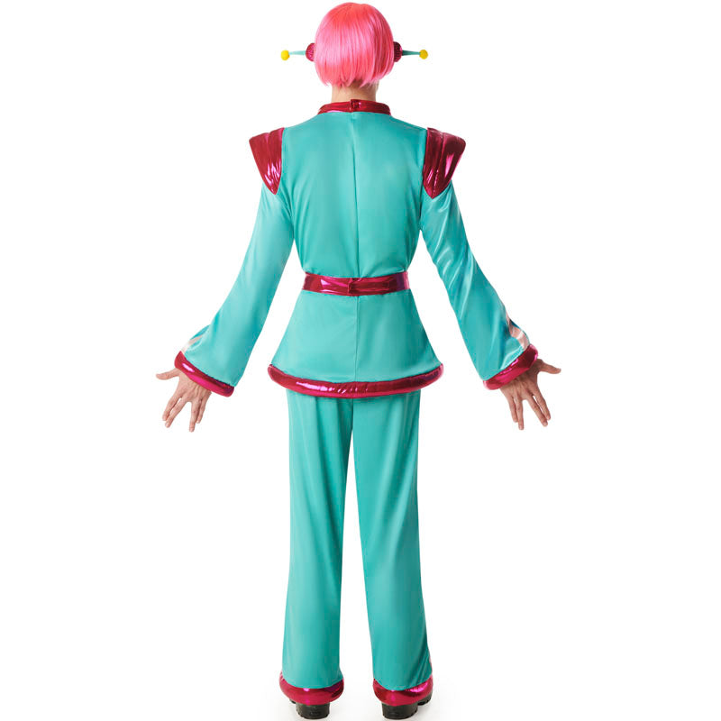 Disfraz de Marciano verde turquesa para hombre Espalda