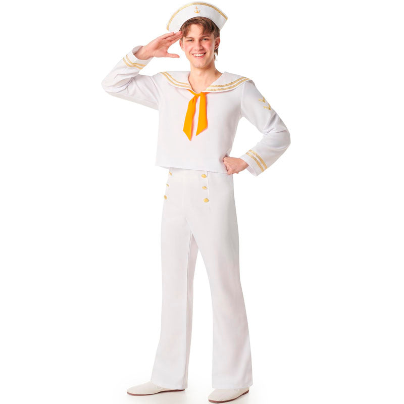 Disfraz de Marinero blanco y dorado para hombre