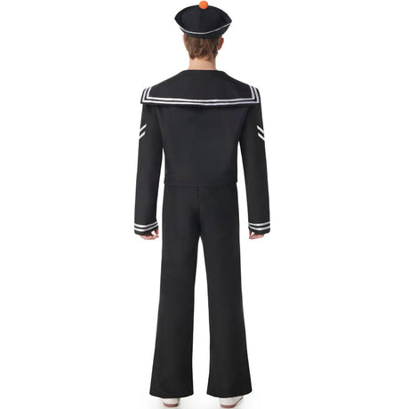 Disfraz de Marinero negro y blanco para hombre Espalda