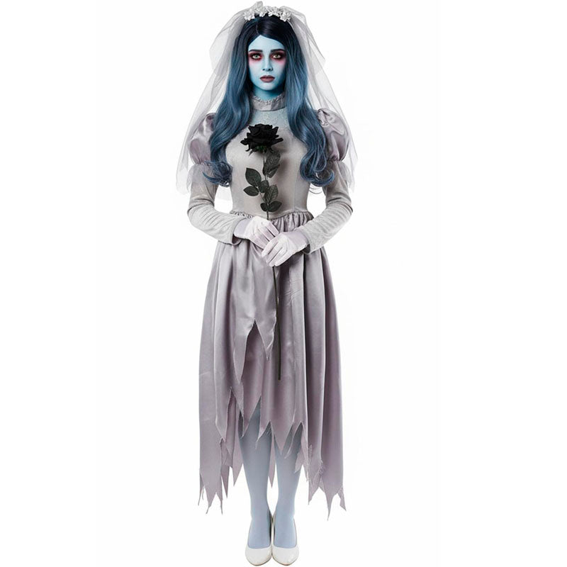 Disfraz de Novia Cadáver gris para mujer