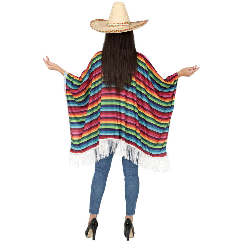 Disfraz de Poncho Mexicano Azteca adulto unisex Espalda