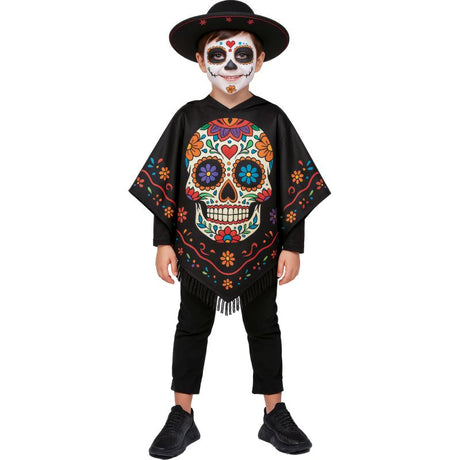 Disfraz de Poncho Día de los Muertos infantil