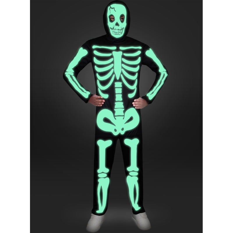 Disfraz de Esqueleto brilla en la oscuridad para niño Bis