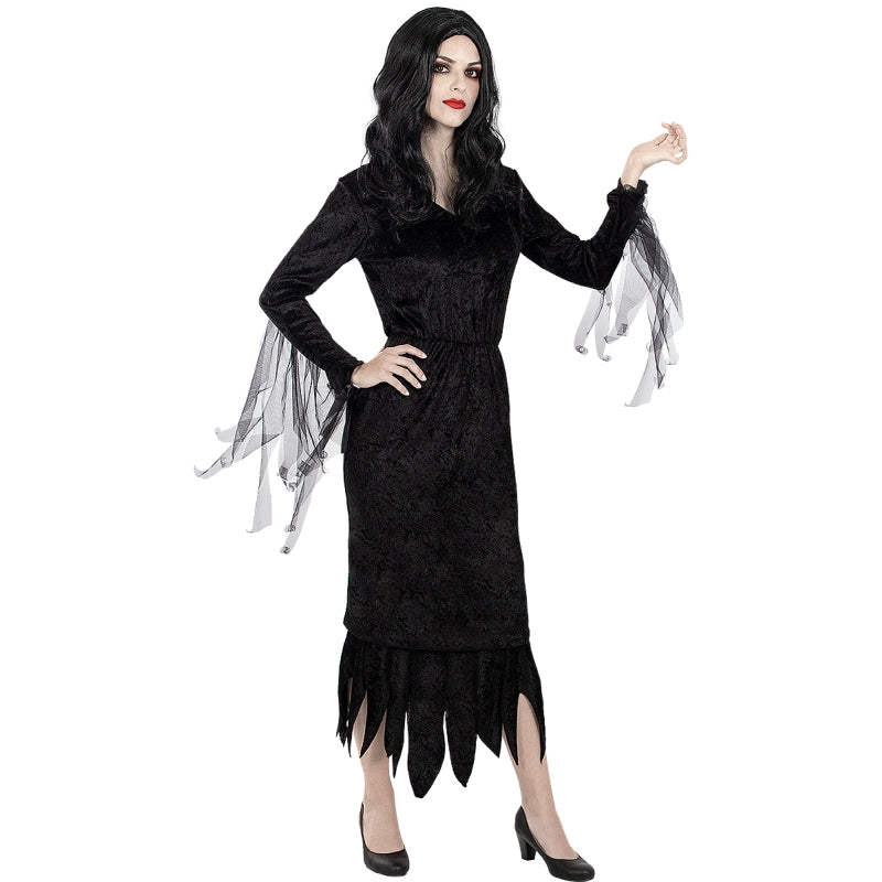 Disfraz de Morticia Addams de La Familia Addams para mujer