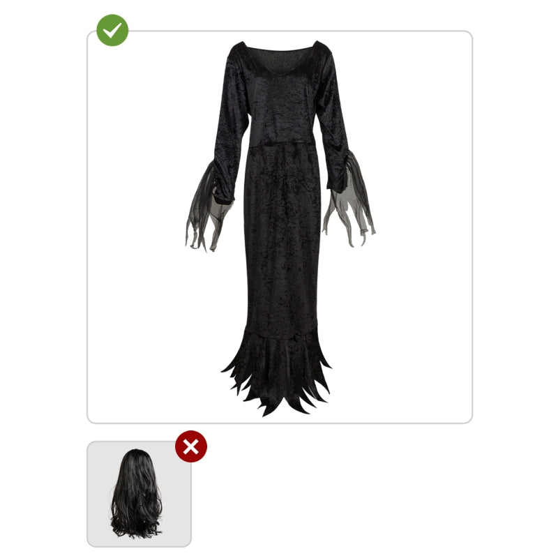 Disfraz de Morticia Addams de La Familia Addams para mujer Contenido