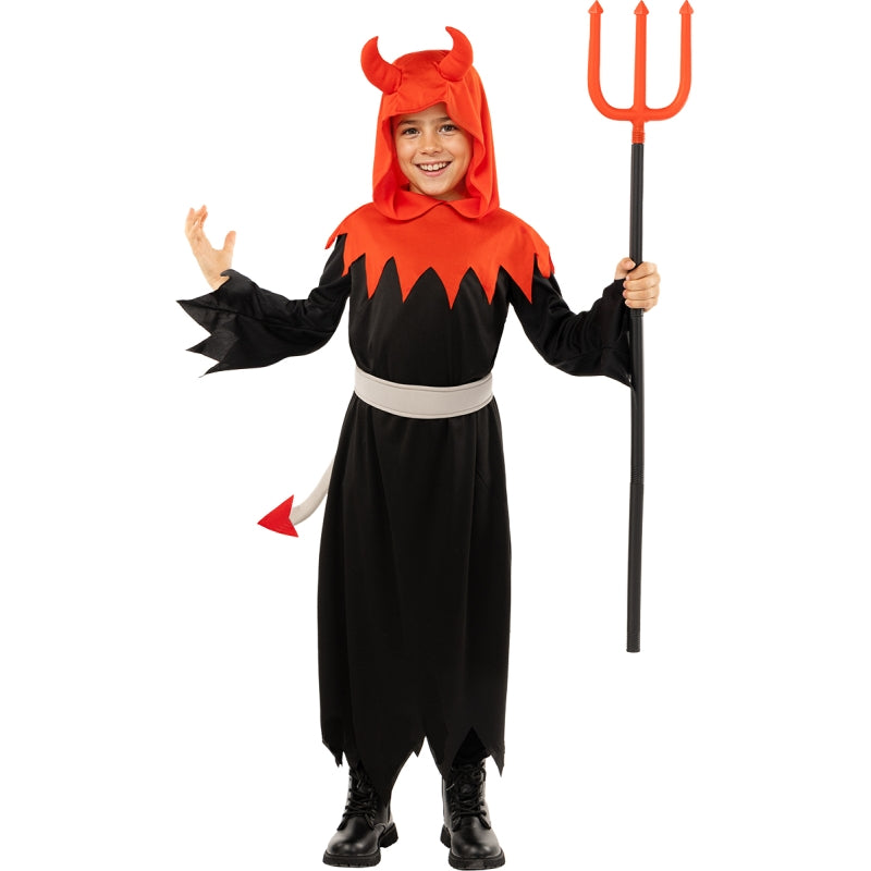 Costume De Petit Diable Pour Enfant 2-9 Ans - Combinaison Avec Ailes, Queue Et Capuche à Cornes, Halloween - 13