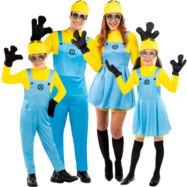 Costume Minion Halloween 3 Pièces – Bonnet Jaune, Lunettes Steampunk Et Gants – Déguisement Pour Enfant Adulte