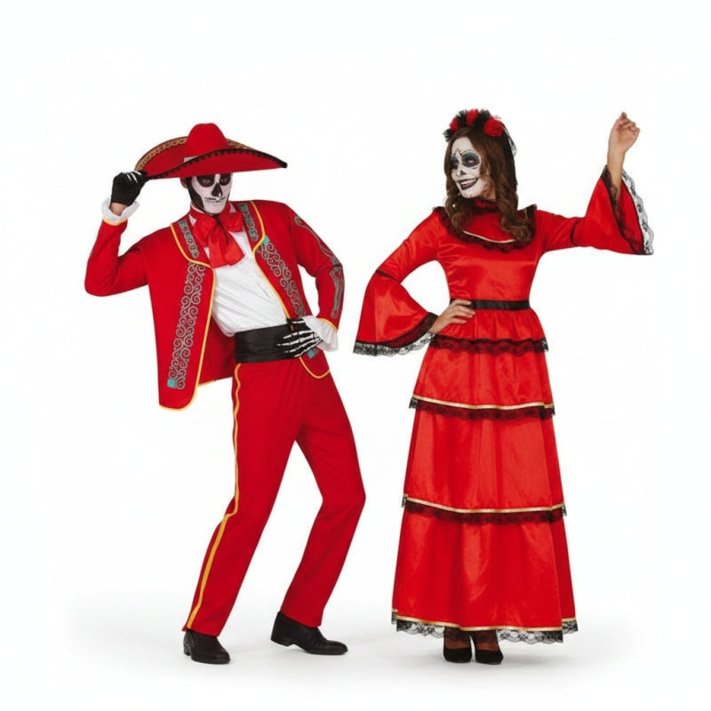 Déguisements Squelettes mexicains rouges
