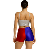 Pantalón Corto de disfraz Azul y Rojo Metalizado para mujer Espalda
