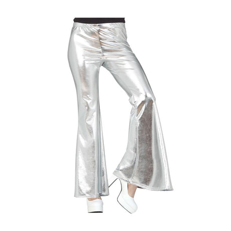 Pantalón de disfraz Acampanado Plata para mujer
