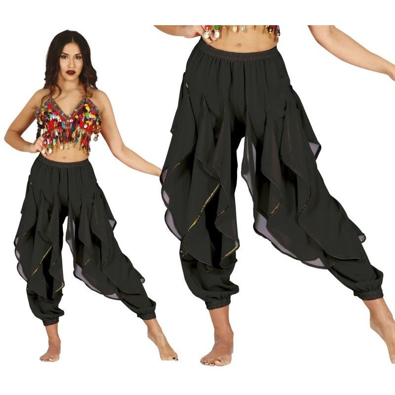 Pantalón de disfraz Danza Del Vientre Negro Deluxe para mujer