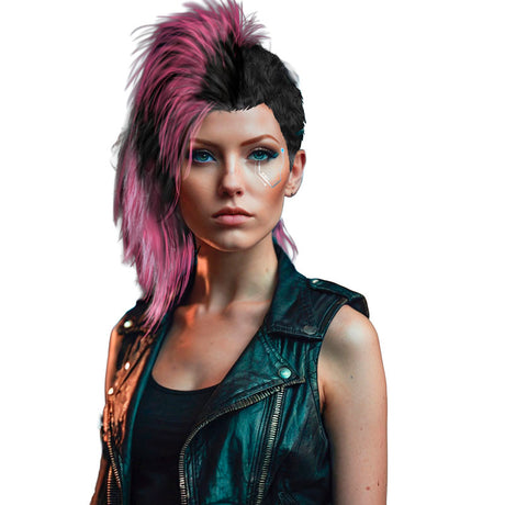 Peluca Punk con cresta rosa