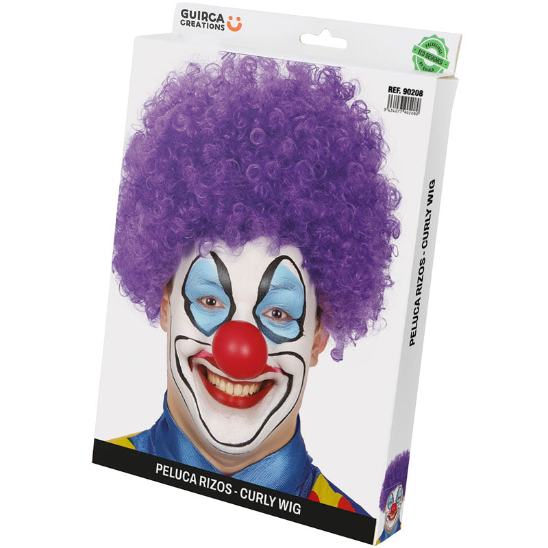 Peluca de Payaso morada packaging