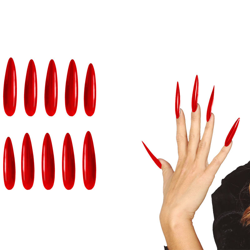 Uñas rojas con adhesivo