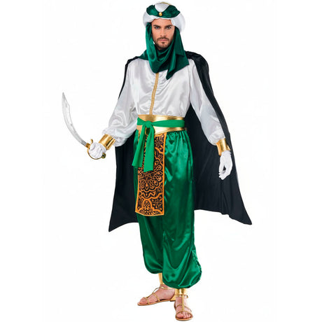 Disfraz de Árabe beduino verde para hombre Bis