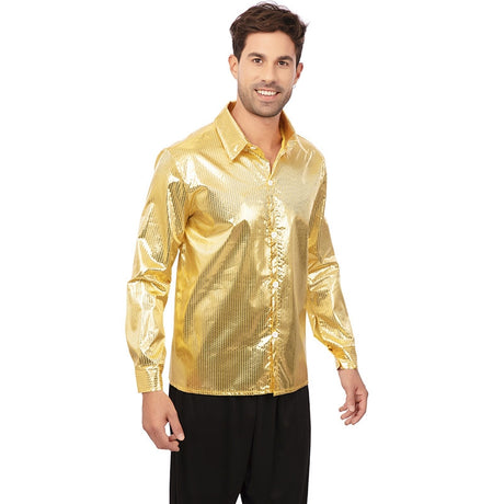 Chemise disco dorée à sequins style années 70