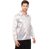 Chemise disco argentée à sequins style années 70