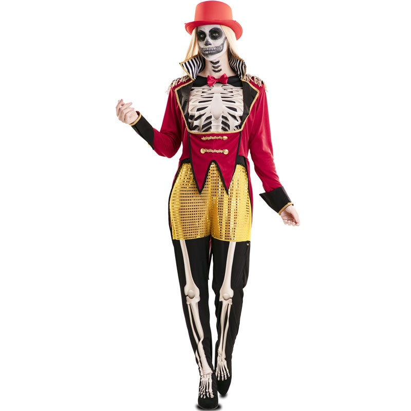 Mufeng Enfant Fille Robe Cirque Déguisement Dompteuse Manches Longue Avec Chapeau Robe Monsieur Loyal Costume Carnaval Noël 3-16 Ans Rouge 15-16 Ans