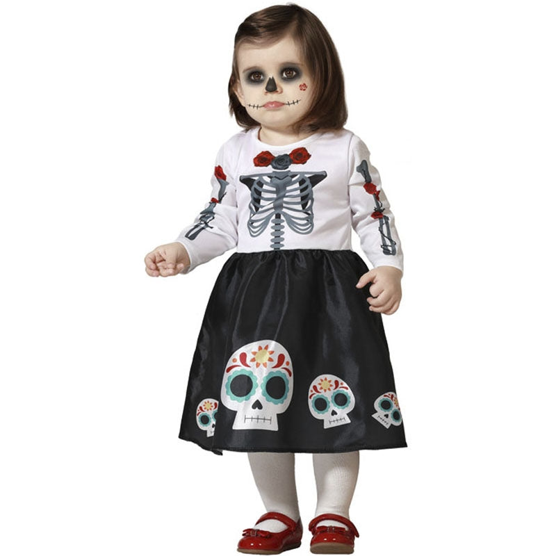 Costume Squelette Enfant Halloween – Combinaison à Capuche + Masque – Tissu Extensible, Fermeture éclair Latérale - 2