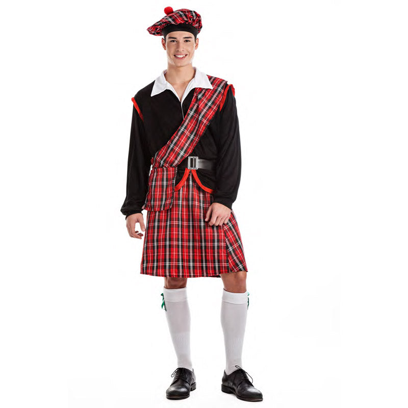 Kilt Écossais Homme Traditionnel Tartan Gothique - Jupe Homme Taille S à 5XL Rouge Noir