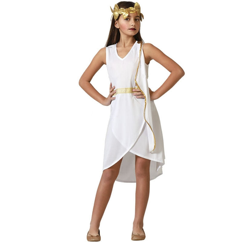 Costume Halloween Déesse Costume Déesse Grecque Fille - Robe Blanche Et