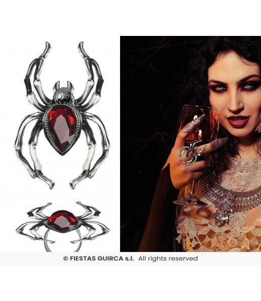 Bague araignée avec rubis pour compléter vos costumes térrifiants