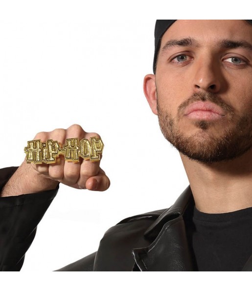 Bague Hip Hop dorée pour compléter vos costumes