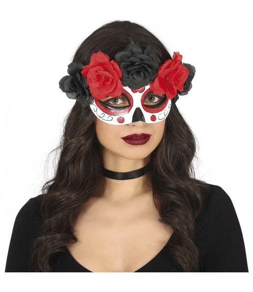 Masque Catrina avec fleurs