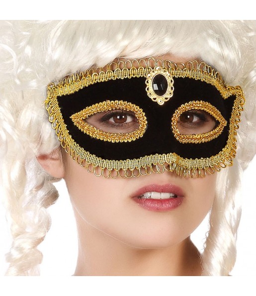 Masque noir avec bordure doré pour compléter vos costumes