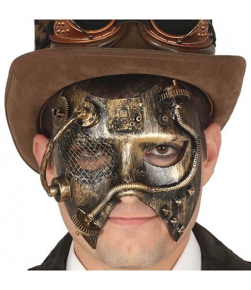 Masque Loup Steampunk doré