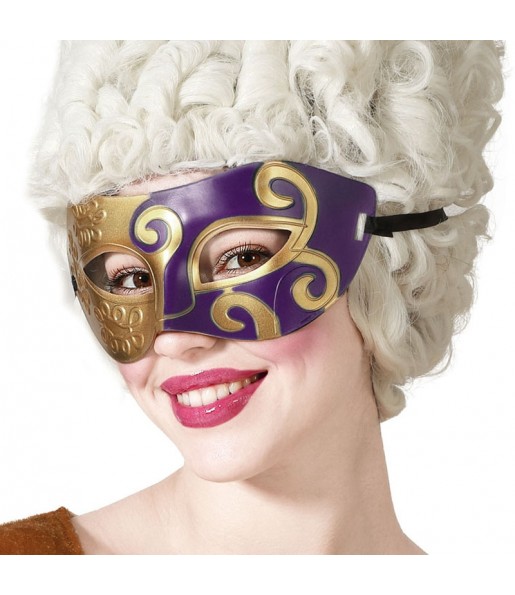 Masque vénitien or-violet pour compléter vos costumes