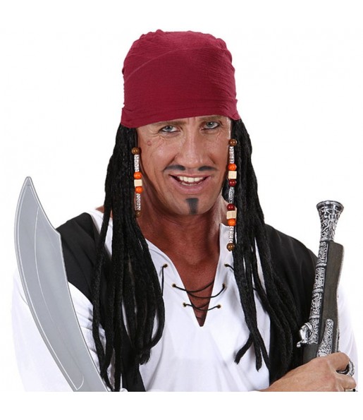 Bandana du Pirate des Caraïbes avec dreadlocks pour compléter vos costumes