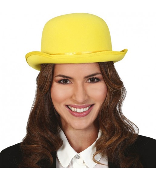 Chapeau melon jaune de luxe pour compléter vos costumes
