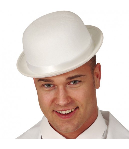 Chapeau melon en feutre blanc pour compléter vos costumes